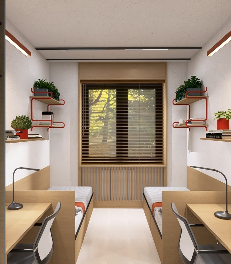 Дизайн - проект общежития, 3D визуализация Общежитие, проект, дизайн